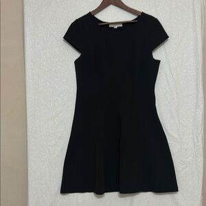 LOFT Black A-Line Cap Sleeve Dress Crew Neck